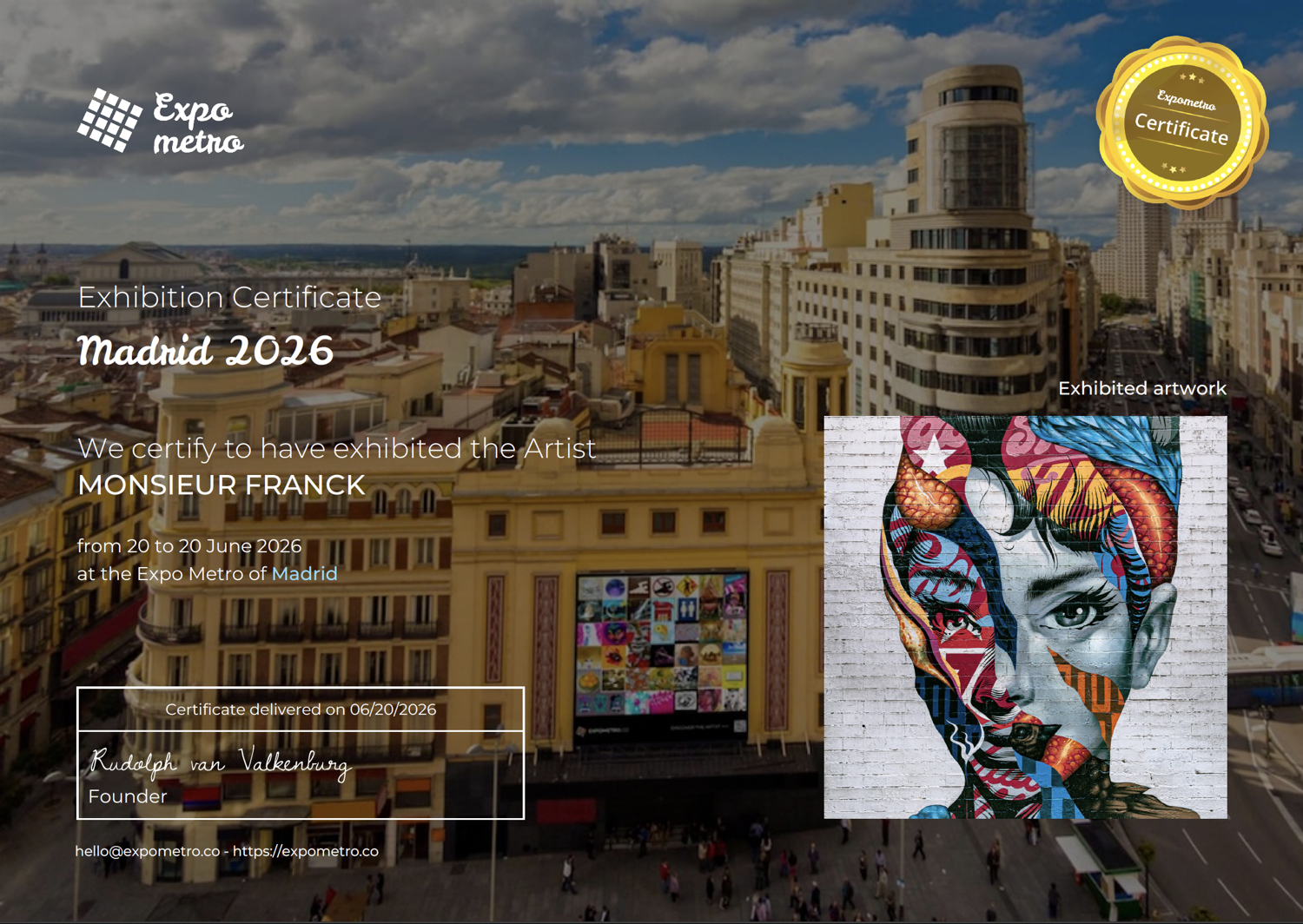 Expometro Madrid 2026 Certificate Monsieur Franck